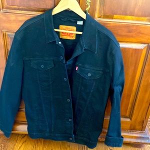 Men’s black denim jacket NWOT